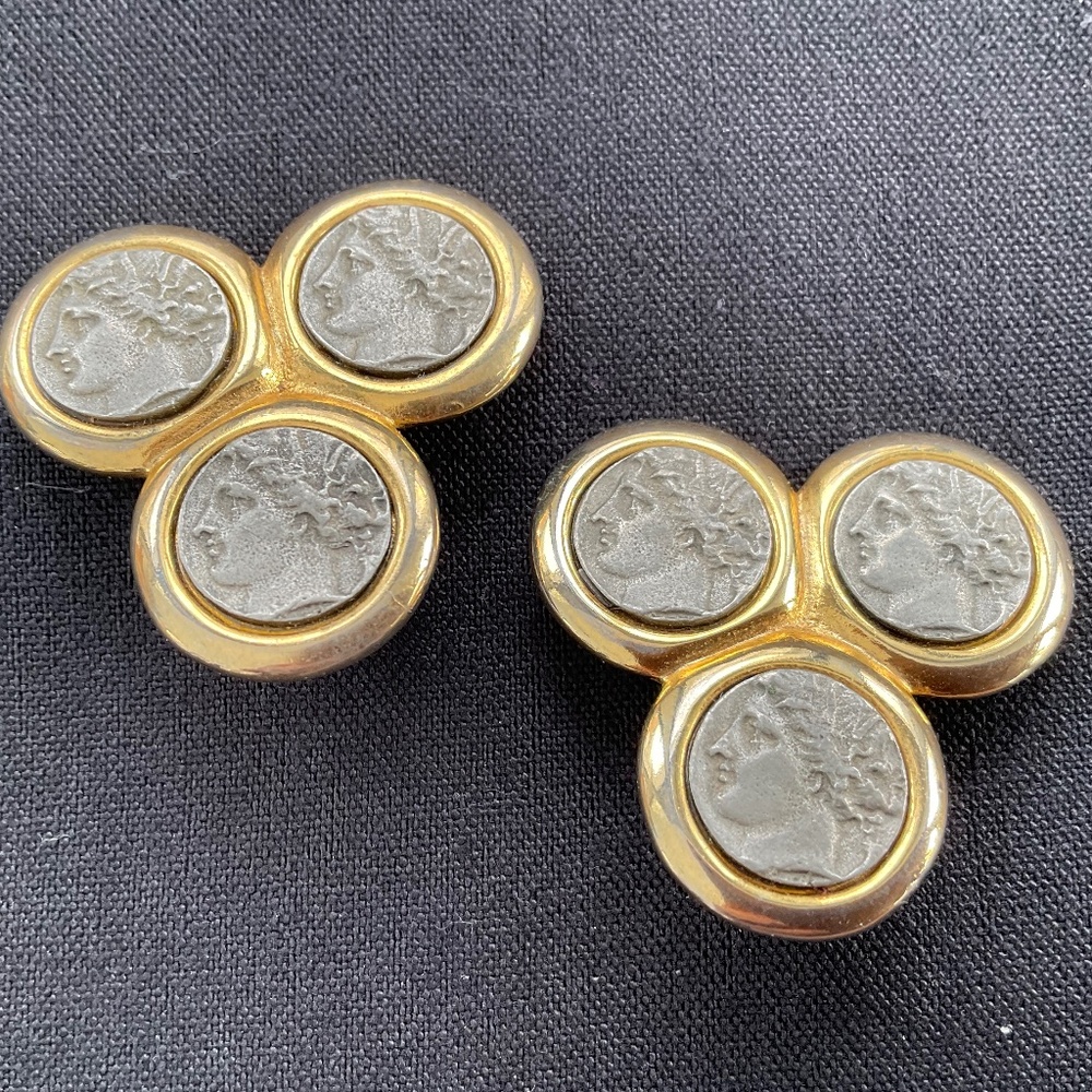 Vintage JKL clip coin earrings.
